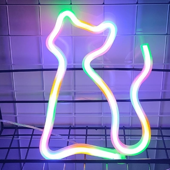 Multicolored Kitty Neon Sign LED Cat Wall Decor Lamp Decor USB or Batteries New - Picture 1 of 7